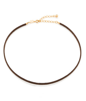 GOLD BROWN LEATHER CHOKER