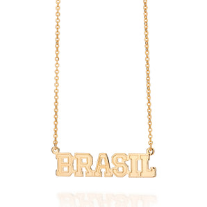 GOLD BRASIL SCRIPT NECKLACE
