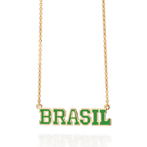 GOLD BRASIL SCRIPT NECKLACE