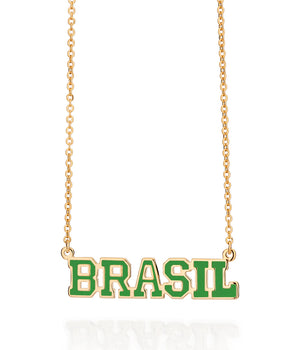 GOLD BRASIL SCRIPT NECKLACE