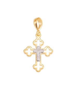 GOLD CRUCIFIX WITH RHODIUM