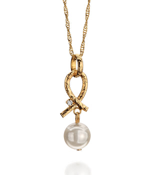 GOLD PENDANT WITH PEARL AND CRYSTAL