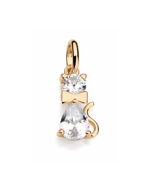 GOLD PLATED CAT PENDANT WITH ZIRCONIA