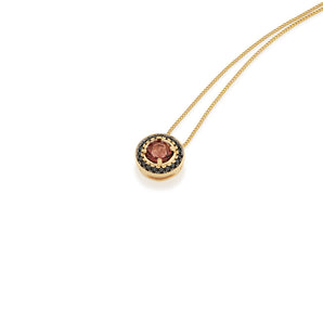 GOLD PLATED PENDANT WITH ZIR BLACK, AND APLICATION RHODIUM AND CRISTAL