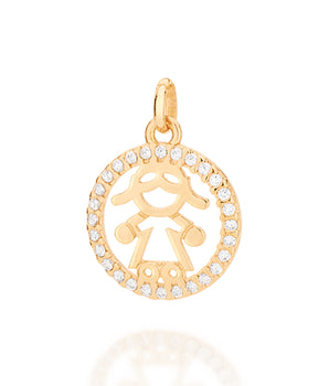 GOLD LITTLE GIRL CIRCLE PENDANT