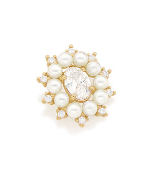 GOLD PENDANT WITH PEARL AND ZIRCONIA