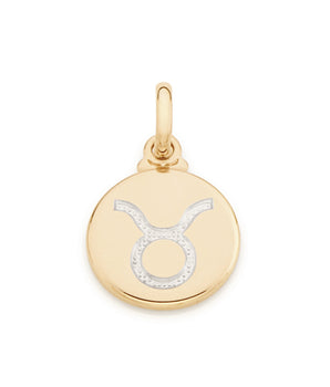 GOLD ZODIAC SIGN MEDAL PENDANT - TAURUS