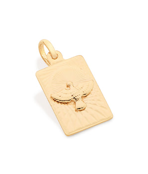GOLD HOLY SPIRIT RECTANGLE MEDAL PENDANT
