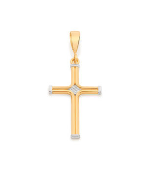 GOLD DOUBLE TONE CROSS MEN’S PENDANT