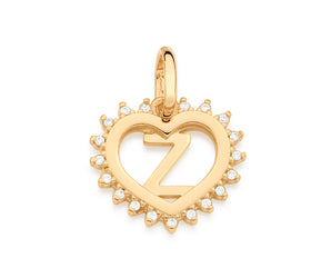 GOLD STUDDED HEART LETTER PENDANT