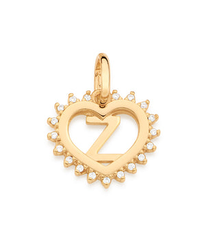 GOLD STUDDED HEART LETTER PENDANT