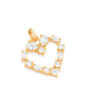 GOLD STUDDED HEART PENDANT IN WHITE