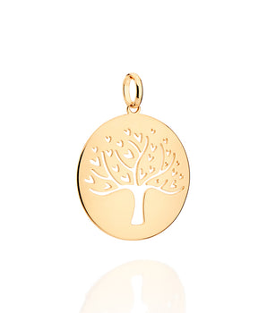 GOLD FAMILY TREE CIRCLE PENDANT