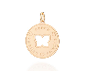 GOLD MANIFEST BUTTERFLY CIRCLE PENDANT
