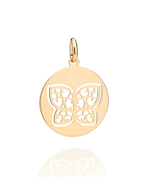 GOLD HOLLOW BUTTERFLY MEDAL PENDANT