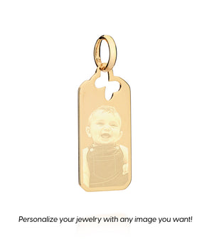 18K GOLD PLATED CUSTOMIZABLE RECTANGULAR BUTTERFLY OPENWORK PENDANT