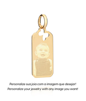 18K GOLD PLATED CUSTOMIZABLE RECTANGULAR BUTTERFLY OPENWORK PENDANT