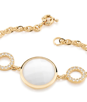 GOLD BRACELET WITH ZIRCONIA AND STONE