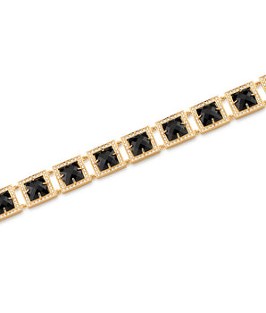GOLD BRACELET WITH ZIRCONIA AND STONE