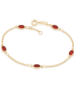 GOLD PLATED BRACELET WITH RED CRYSTALS