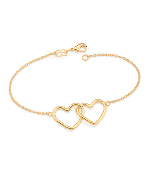 GOLD PLATED INTERLOCKING TWO HEARTS BRACELET