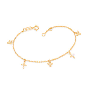 GOLD CROSS AND DOVE BRACELET