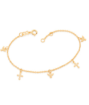 GOLD CROSS AND DOVE BRACELET