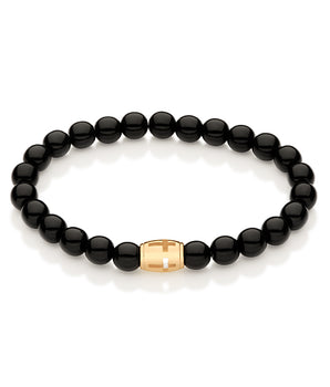 GOLD CROSS BEADED BRACELET - 7CM (2.8IN)