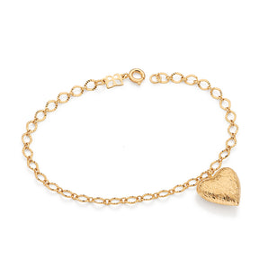 GOLD TEXTURED HEART BRACELET