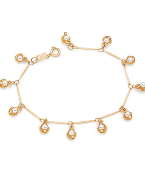 18K GOLD PLATED SHELL BRACELET WITH SYNTHETIC PEARLS