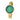 GOLD EMERALD FACE ANALOG WATCH