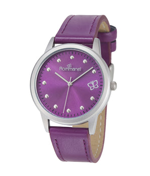 SILVER AND PURPLE ROMMANEL ESSENCE ANALOG WATCH