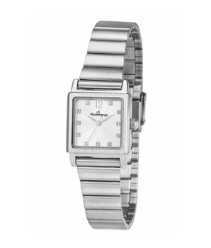 SILVER CRYSTAL SQUARE ANALOG WATCH