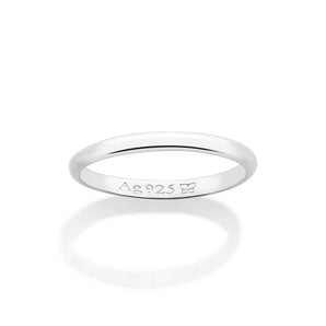 SILVER 925 ROUNDED THIN WEDDING BAND