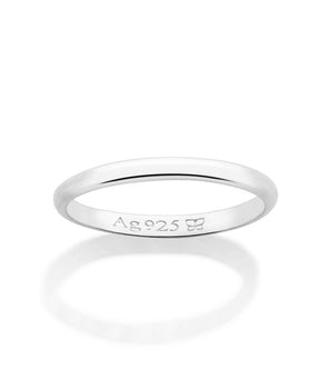 SILVER 925 ROUNDED THIN WEDDING BAND