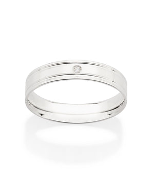 SILVER 925 DOUBLE SHINE WEDDING BAND WITH STONE