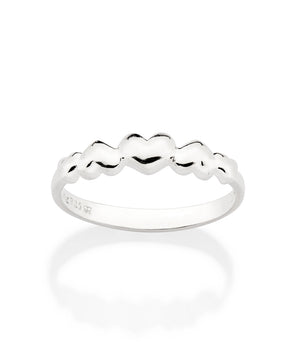 SILVER 925 MULTIPLE HEARTS SKINNY RING