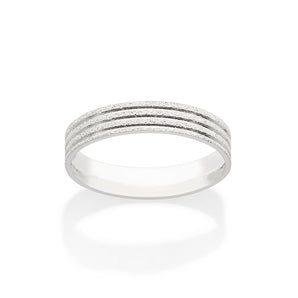 SILVER 925 TRIPLE ROUGH WEDDING BAND