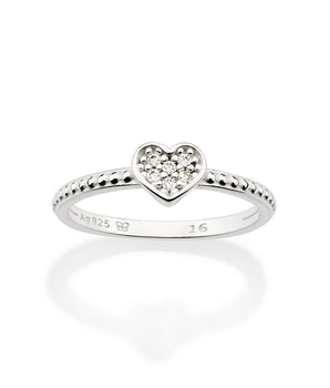 SILVER MINI HEART SKINNY RING