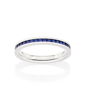SILVER 925 STUDDED WEDDING BAND IN BLUE