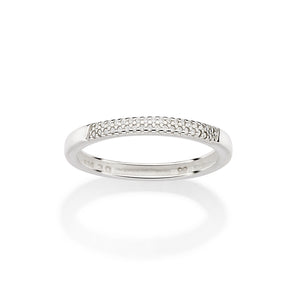 SILVER 925 HALF STUDDED WEDDING RING