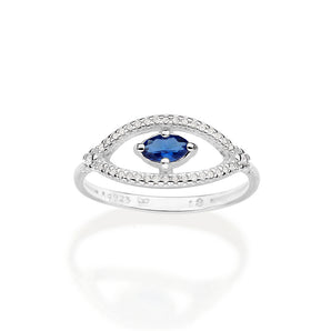 SILVER 925 GREEK EYE SKINNY RING