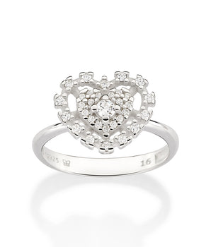 SILVER 925 HEART SOLITAIRE RING