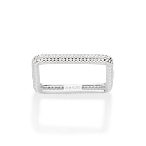 SILVER 925 FUTURISTIC SQUARE SKINNY RING