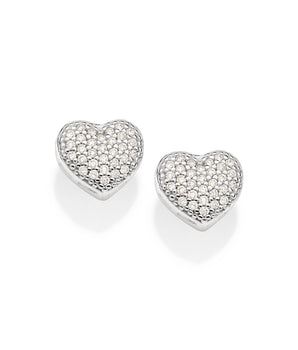 SILVER 925 STUDDED HEART STUD EARRINGS