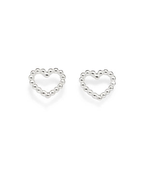 SILVER 925 HOLLOW HEART STUD EARRINGS