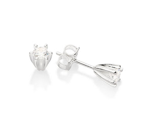 SILVER 925 LARGE SOLITAIRE STUD EARRINGS