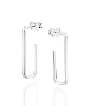 SILVER 925 RECTANGLE HOOP EARRINGS