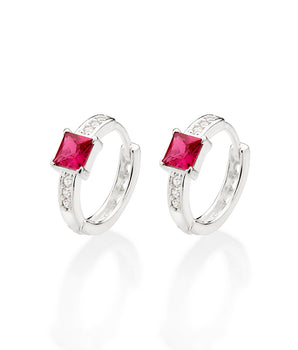 SILVER CHERRY HUGGIE EARRINGS