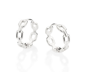SILVER CHAIN HOOP EARRINGS
